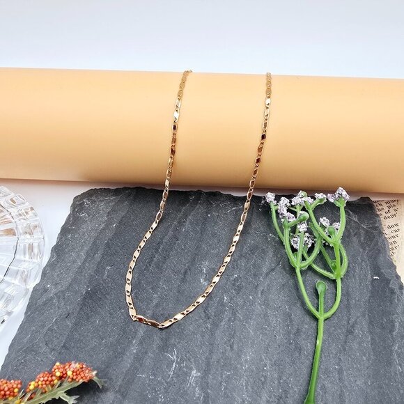 Rose Gold Figaro Chain Necklace with Extender – 19.7 Inch Shine, XPNL0010 - Picture 1 of 12